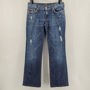 7 For All Mankind Bootcut Jeans Womens Size 29 Medium Wash Distressed